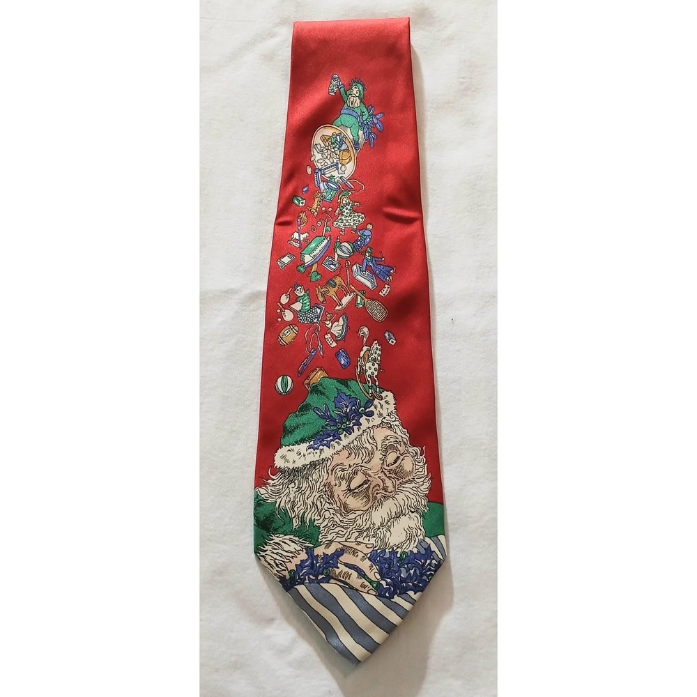 Vintage Robert Talbott Tie Mens Red Silk Santa Christmas I Magnin Novelty 90s‎